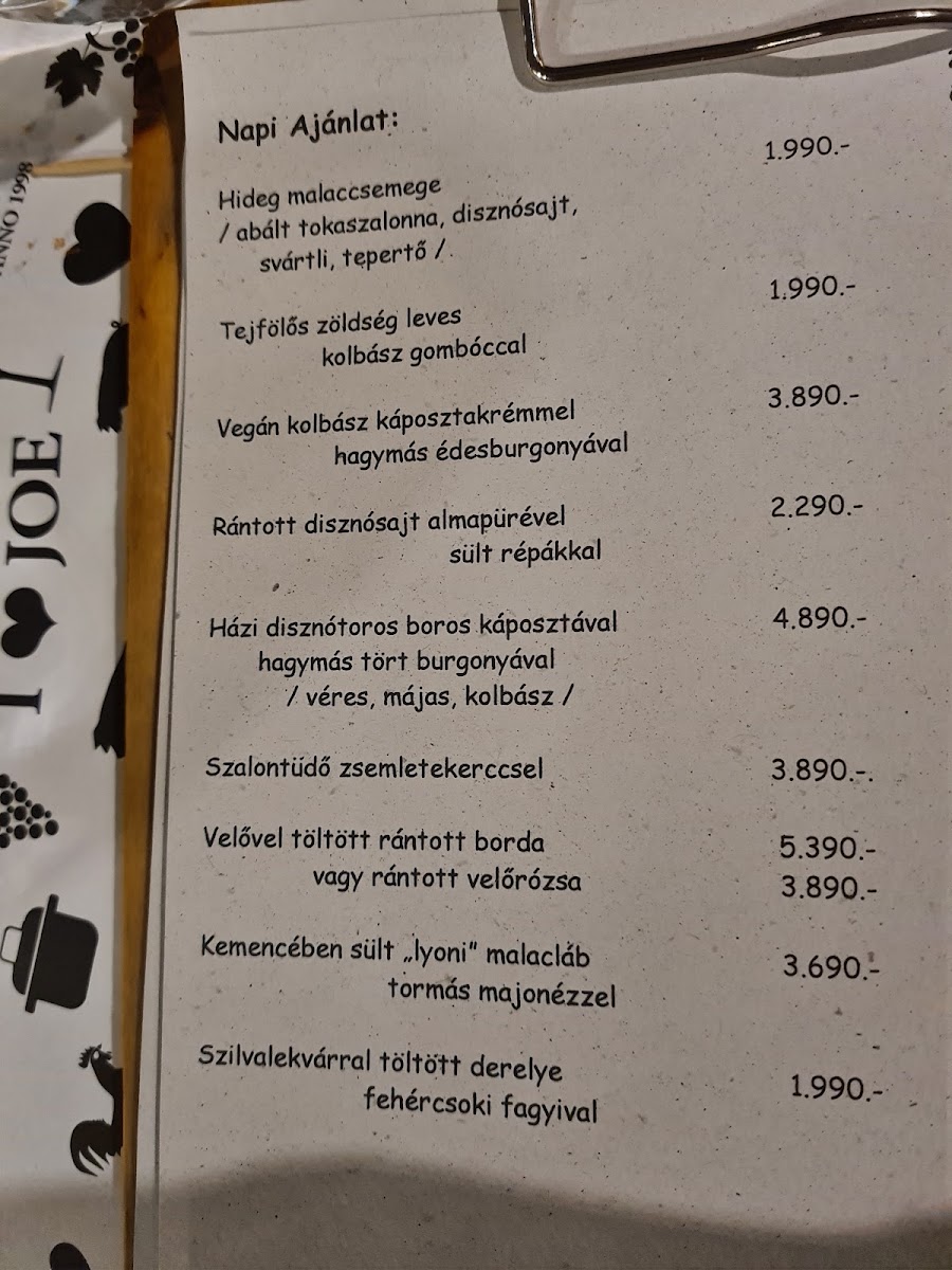 Menu Joe Bácsi Restaurant-7
